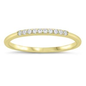Sterling Silver Yellow Gold Plated CZ Ring